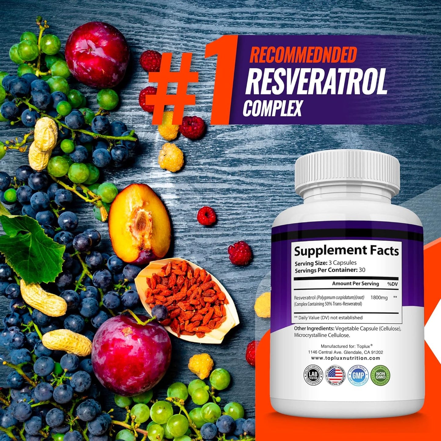 Resveratrol Supplement 1800Mg